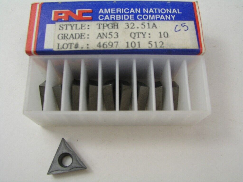 10pcs TPGH 3 2.5 1A AN53 C5 Carbide Inserts, American National Carbide Main Image 10pcs TPGH 3 2.5 1A AN53 C5 Carbide Inserts, American National Carbide - Image 1