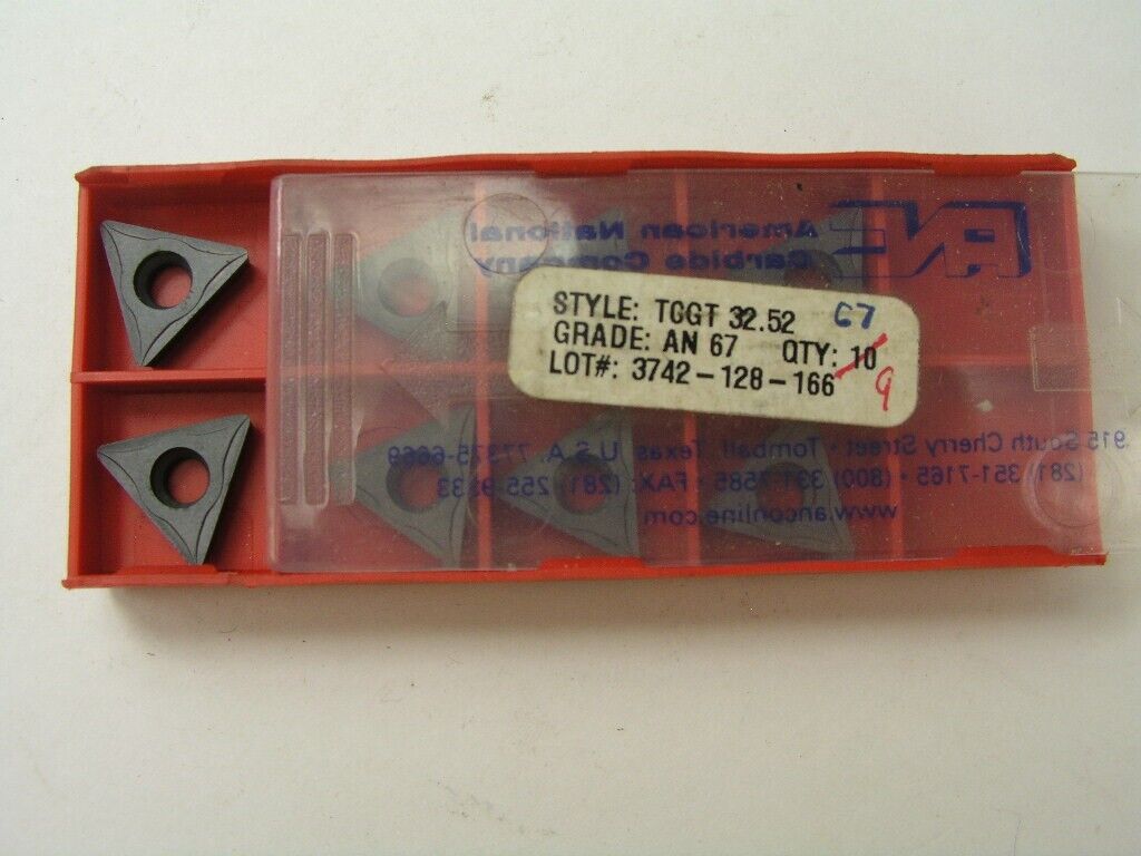 8pcs TCGT 3 2.5 2 AN67 C7 Carbide Inserts, American National Carbide Main Image 8pcs TCGT 3 2.5 2 AN67 C7 Carbide Inserts, American National Carbide - Image 1