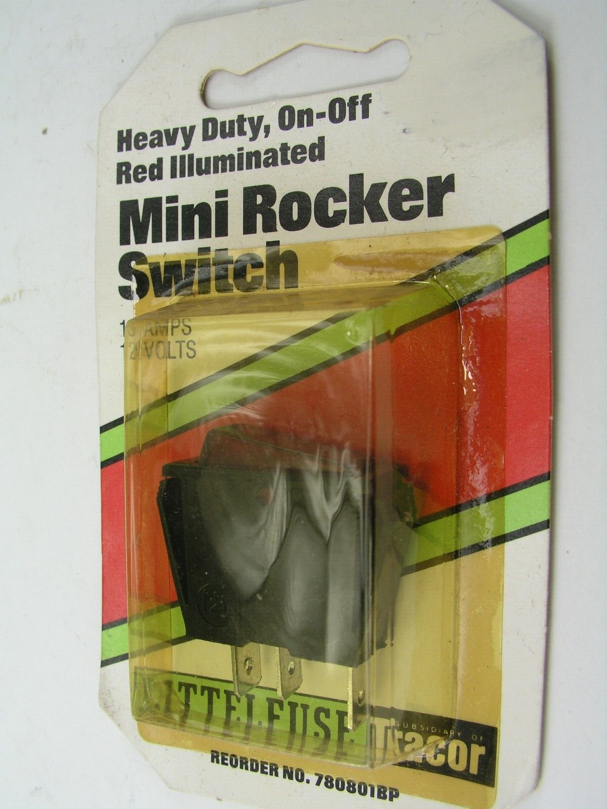 12V Illuminated Rocker Switch, Red , 16 amp, Little Fuse USA NOS Main Image 12V Illuminated Rocker Switch, Red , 16 amp, Little Fuse USA NOS - Image 1