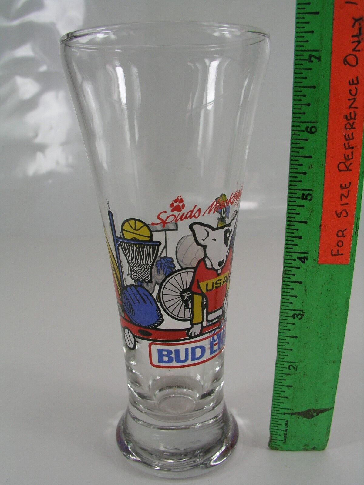 Spuds Mackenzie Pilsner Beer Glass, Sports Design Theme Main Image Spuds Mackenzie Pilsner Beer Glass, Sports Design Theme - Image 1