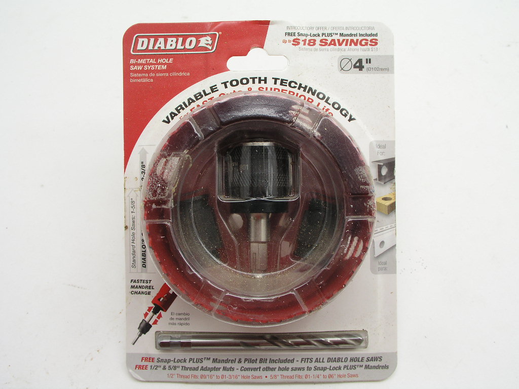 OLYMPUS DIGITAL CAMERA 4" Bi-Metal Hole Saw Kit with Drive Mandrels, Diablo DHS4000AR - Image 1
