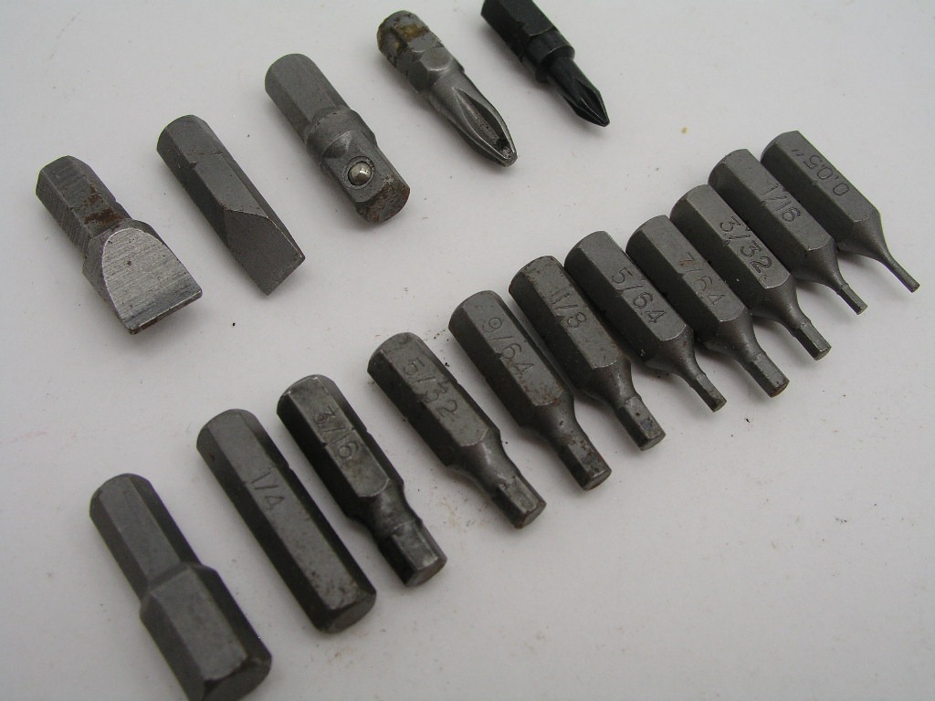 OLYMPUS DIGITAL CAMERA 14pc 1/4" Hex Drive Bit Lot Flat Phillips Hex Allen - Image 1